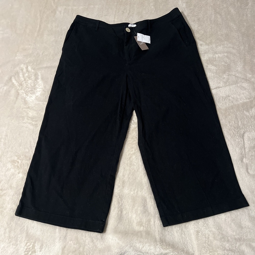 J.Jill Women's Black Wide Leg Cropped Pants Size 20 Cotton Stretch NWT